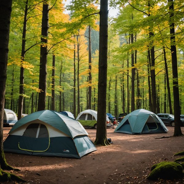 Quels sont les équipements nécessaires pour un camping en région de forêts de feuillus?